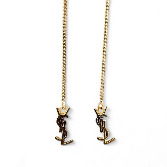 Saint Laurent Cassandre Threader Earrings  in Metal | Gold Tone - Picture 1 of 2